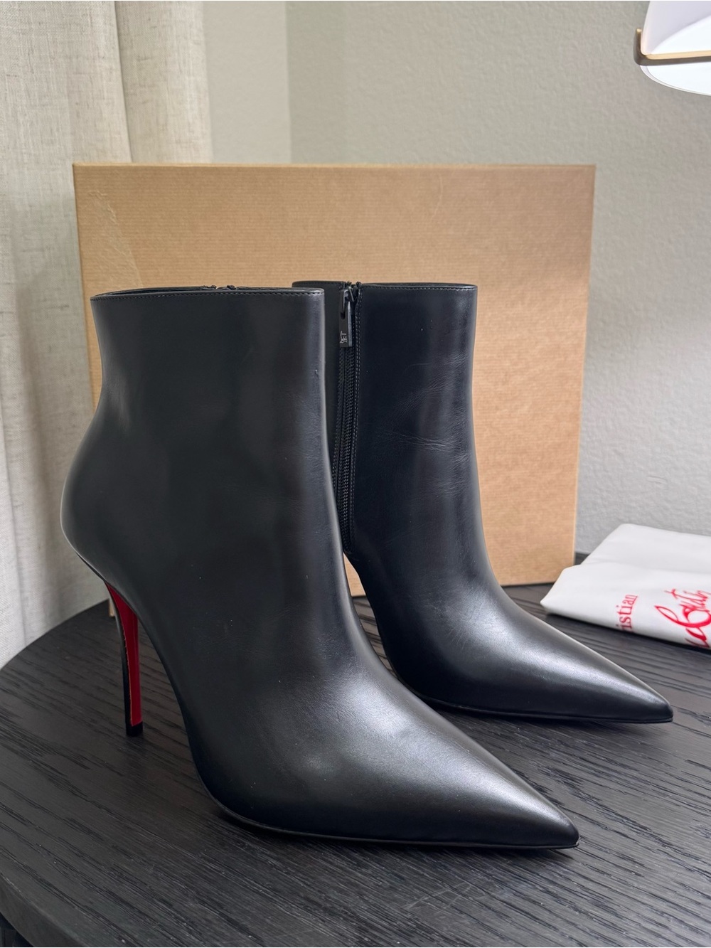 Christian Louboutin Miss Z 100 Leather Booties Black 39